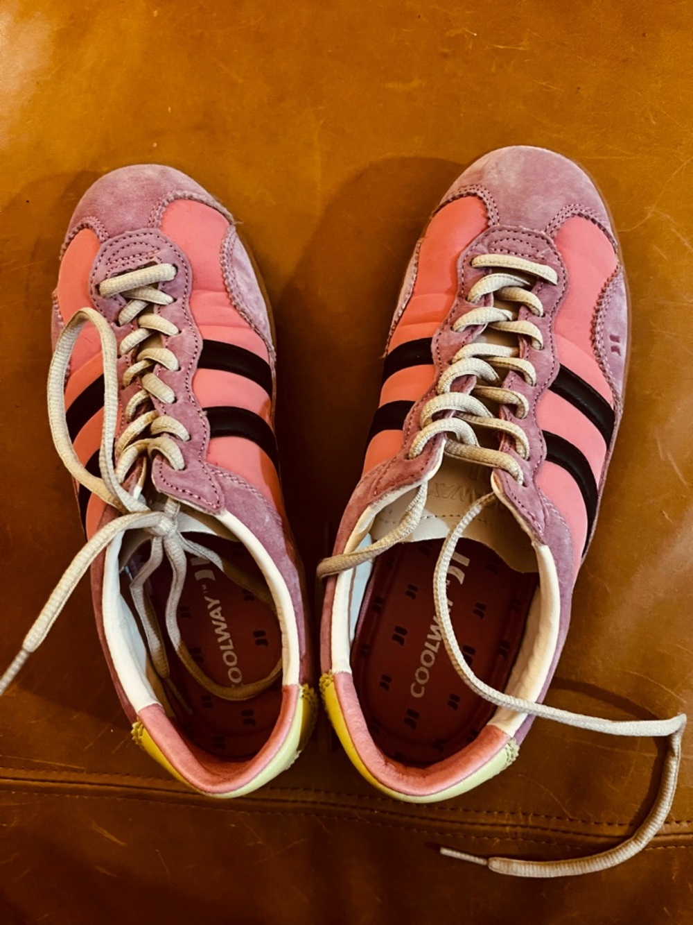 Coolway Pink & Black Women's Retro Lace-Up Sneakers